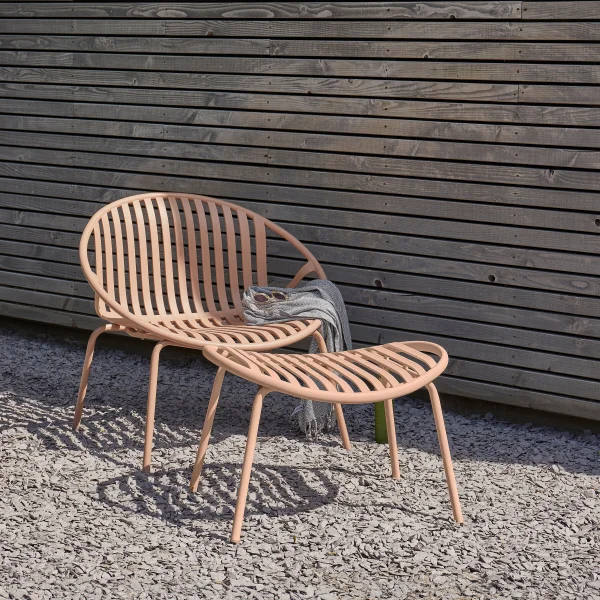 WOOOD Outdoor Fauteuil Bruce Met hocker - Zalmroze