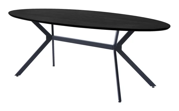 WOOOD Ovale Eettafel Bruno 220 x 100cm - zwart - Ovaal - Exclusive