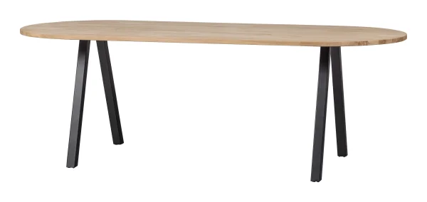 WOOOD Ovale Eettafel Tablo met 2-standen poot, 220 x 90cm - Onbehandeld - Ovaal