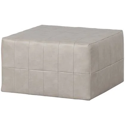 WOOOD Patchwork Poef - Leerlook - Naturel - 36x60x60