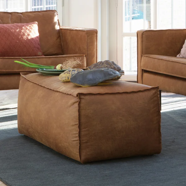 WOOOD Poef Rodeo Cognac - BePureHome