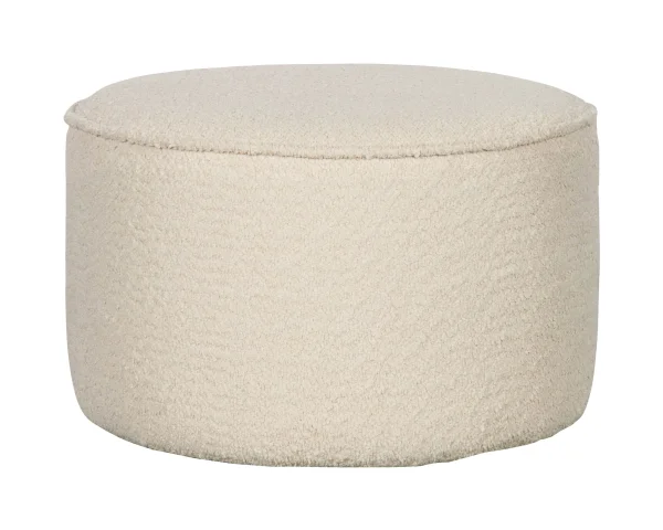 WOOOD Poef Sara Laag, Bouclé - Crème