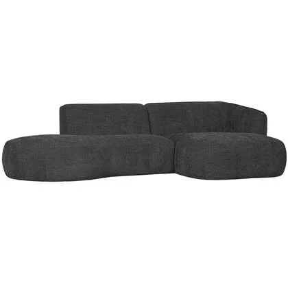 WOOOD Polly Chaise Longue Rechts - Polyester - Grijs - 71x258x105|150