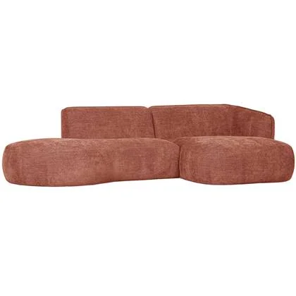 WOOOD Polly Chaise Longue Rechts - Polyester - Roze - 71x258x105|150