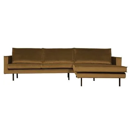 WOOOD Rodeo Chaise Longue Rechts - Velvet - Honinggeel