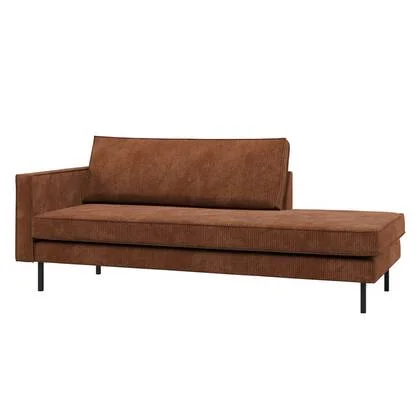 WOOOD Rodeo Daybed Links - Ribstof - Roestbruin - 85x203x86