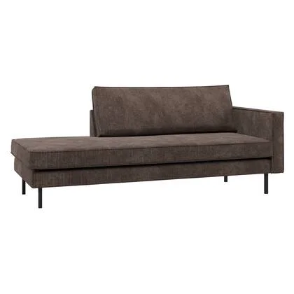 WOOOD Rodeo Daybed Rechts - Ribstof - Bruin - 85x203x86