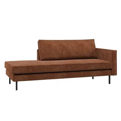 WOOOD Rodeo Daybed Rechts - Ribstof - Roestbruin - 85x203x86