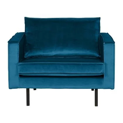 WOOOD Rodeo Fauteuil - Velvet - Blauw