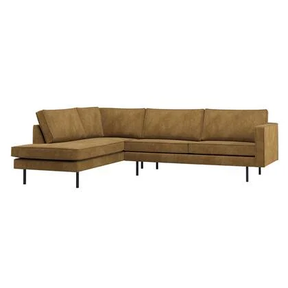 WOOOD Rodeo Hoekbank Links - Ribstof - Honinggeel - 85x266x213