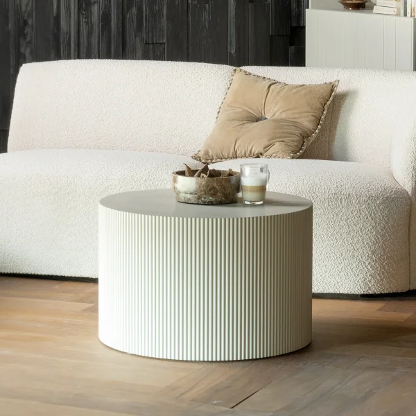 WOOOD Ronde Bijzettafel Sanne 60cm - Antique Beige - Exclusive