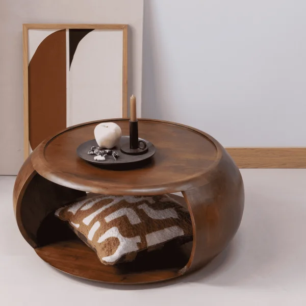 WOOOD Ronde Salontafel Cole Mangohout, 72cm - Bruin