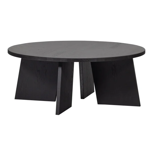 WOOOD Ronde Salontafel Fries Eiken, 90cm - Zwart