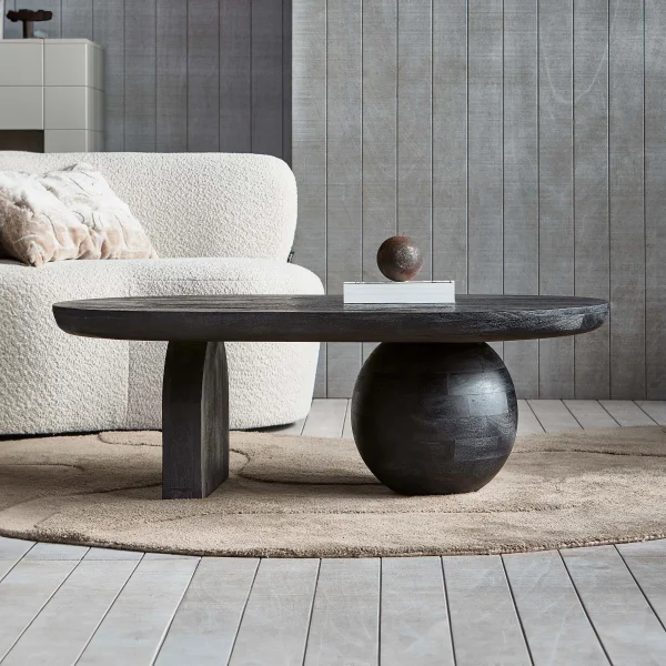 WOOOD Salontafel Steppe Mangohout, 110 x 72cm - zwart - Ovaal - Japandi - Exclusive