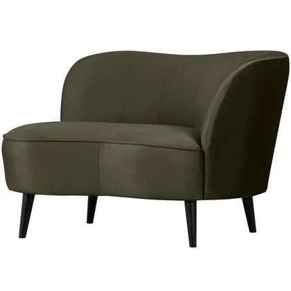 WOOOD Sara Loungefauteuil Rechts - Velvet - Warm groen - 71x112x81