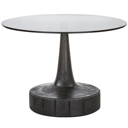 WOOOD Soya Bijzettafel - Mango Hout|Glas - Zwart - 43x60x60