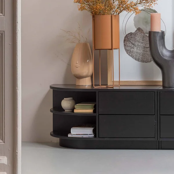 WOOOD TV-meubel Finca Links, Mat zwart, 78cm - Exclusive