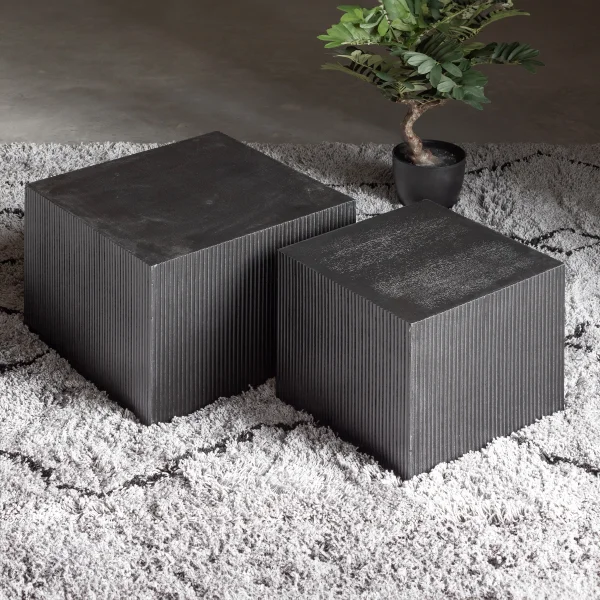 WOOOD Vierkante Bijzettafel Sanne Set van 2 stuks - zwart - Exclusive