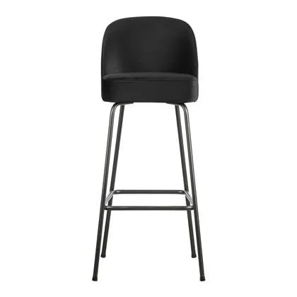 WOOOD Vogue Barkruk H 103 cm - Fluweel - Zwart
