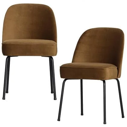 WOOOD Vogue Eetkamerstoelen - Fluweel - Honinggeel - Set van 2