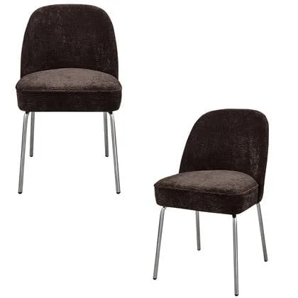 WOOOD Vogue Eetkamerstoelen - Polyester - Donkerbruin - Set van 2