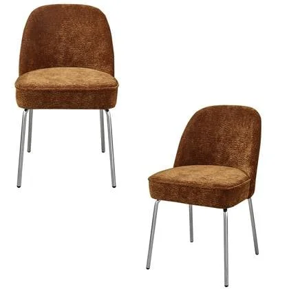 WOOOD Vogue Eetkamerstoelen - Polyester - Midden Bruin -Set van 2