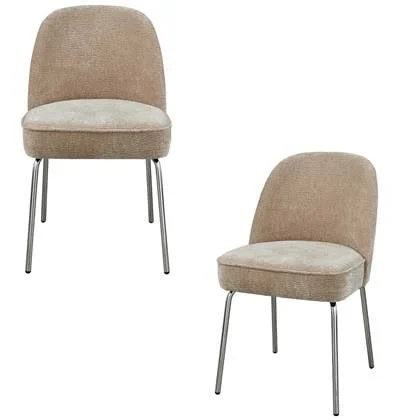 WOOOD Vogue Eetkamerstoelen - Polyester - Zand - Set van 2