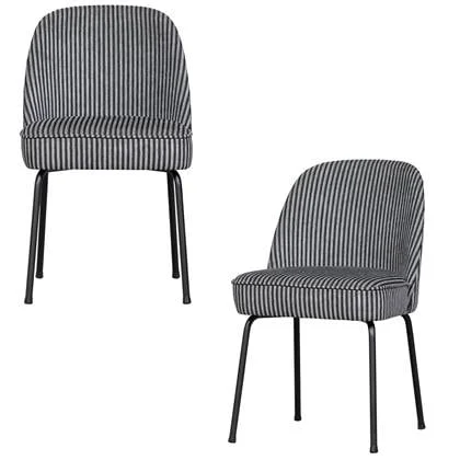 WOOOD Vogue Eetkamerstoelen - Polyester - Zwart|Grijs - Set van 2