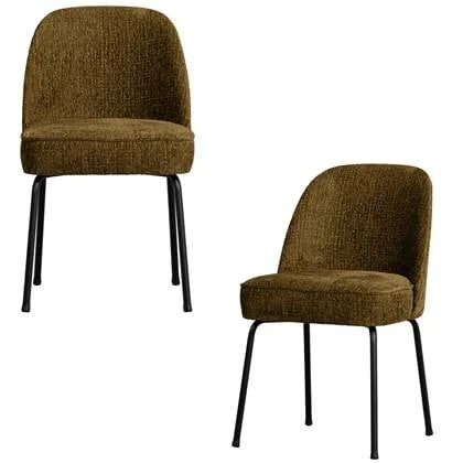 WOOOD Vogue Eetkamerstoelen - Velvet - Brass - Set van 2