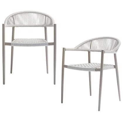 WOOOD Yellow tuinstoel - Touw|Aluminium - Lichtgrijs - Set van 2