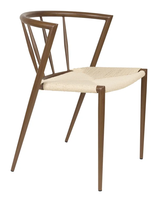 ZILT Eetkamerstoel Keyaira Geweven papier en walnoot - Hout