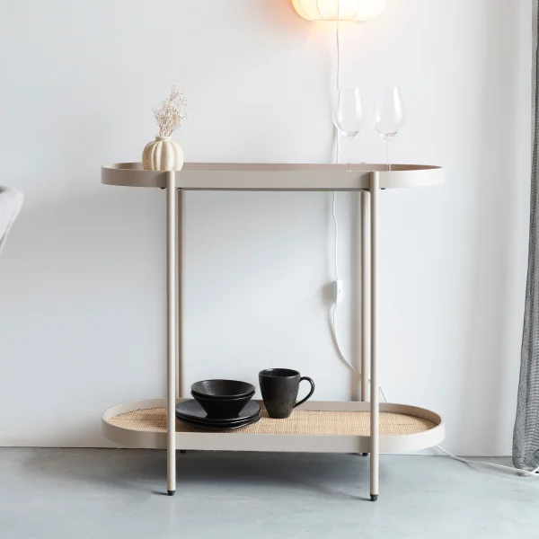 ZILT Sidetable Meja Rattan, 85cm - Beige - Ovaal