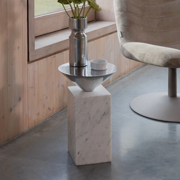 Zuiver Bijzettafel Pride Marmer, 30 x 30cm - Wit - Rond