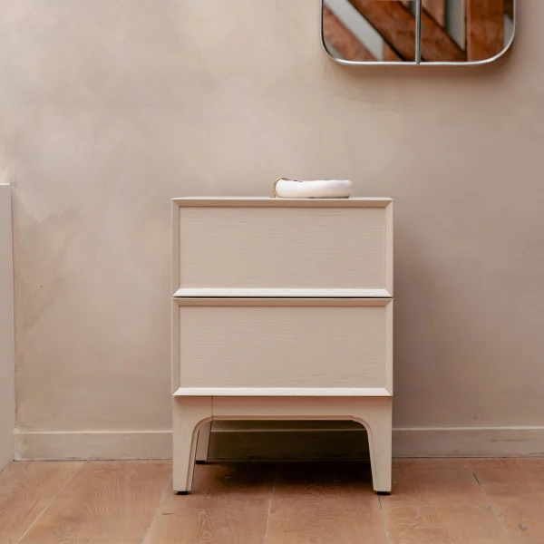 Zuiver Bijzettafel/Nachtkastje June Eiken, Met 2 laden - Beige - Vierkant