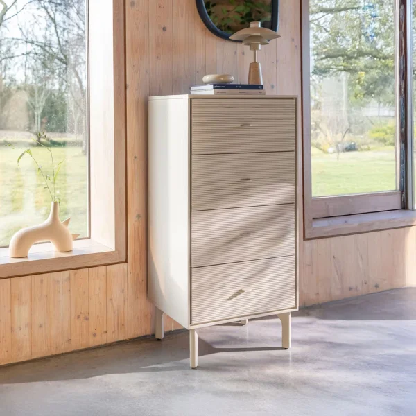 Zuiver Ladekast Morning Acaciahout en rotan, Met 4 laden - Beige