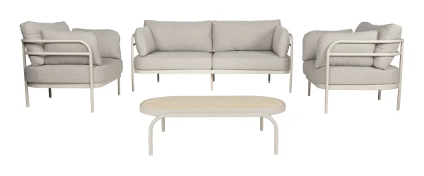 Zuiver Loungeset Vista Met 2-zits bank, 2 fauteuils en tafel - Beige