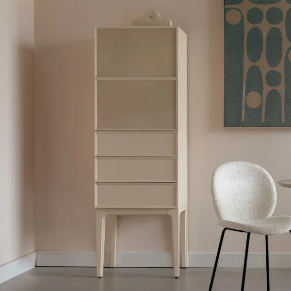 Zuiver Opbergkast June Eikenhout en metaal, Met 1 deur en 3 laden - Beige