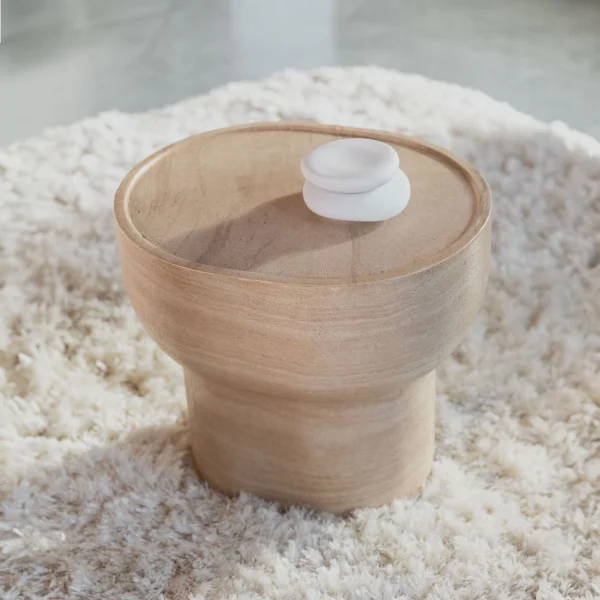 Zuiver Ovale Bijzettafel Noble Travertinlook, 50 x 42cm - Beige - Ovaal