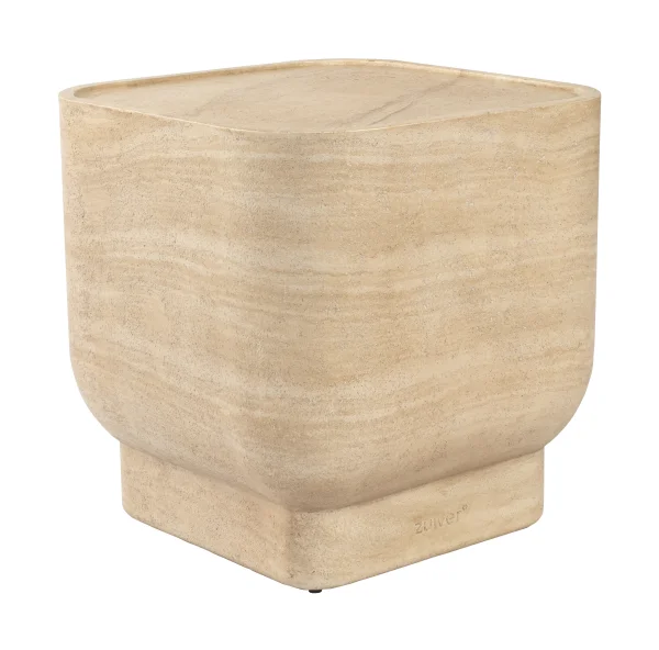 Zuiver Vierkante Bijzettafel Noble Travertinlook, 45 x 45cm - Beige