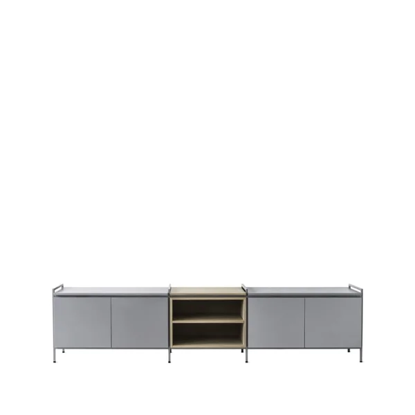 Zweed Molto Låg sideboard grijs/eikenhout, 3 delen