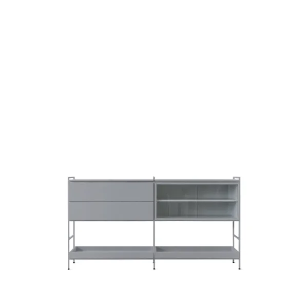 Zweed Molto Medium sideboard grijs, 2 delen met vitrine