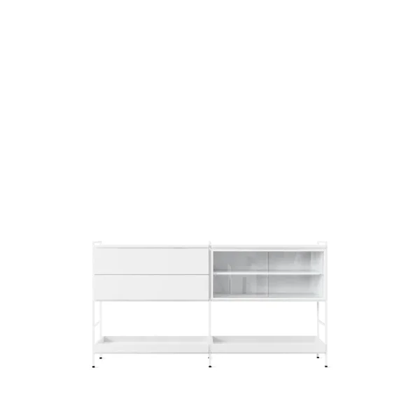 Zweed Molto Medium sideboard wit, 2 delen met vitrine