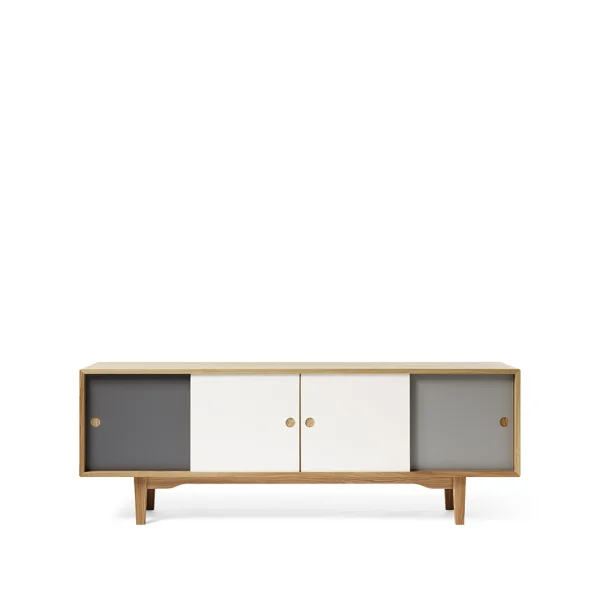 Zweed Moodi 180 sideboard grijs/wit, eikenhouten frame