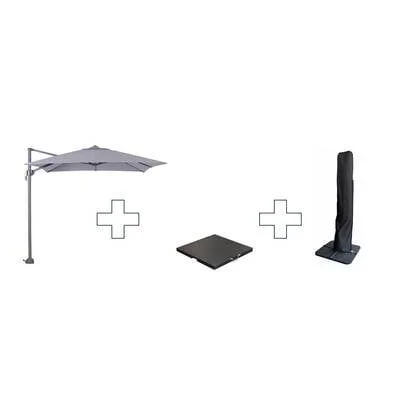 Zweefparasol Hawaii S - met voet en hoes - Lichtgrijs - 250 x 250 cm