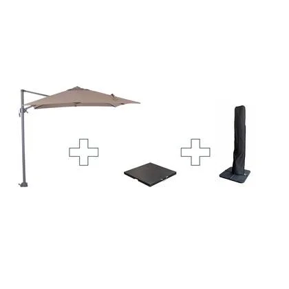 Zweefparasol Hawaii S - met voet en hoes - Taupe - 250 x 250 cm