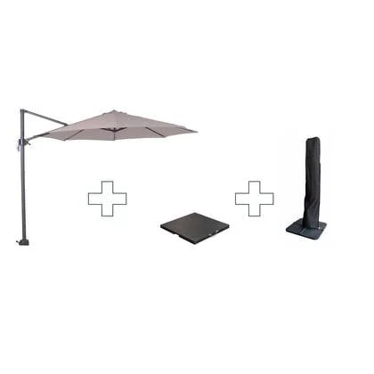 Zweefparasol Hawaii S - met voet en hoes - Zand - 300 cm