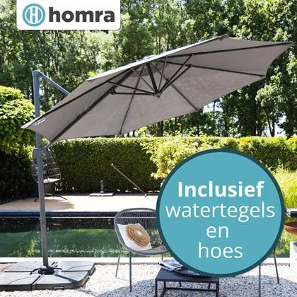 Zweefparasol met voetpedaal Ø300 cm Homra - Inclusief 4 Vulbare