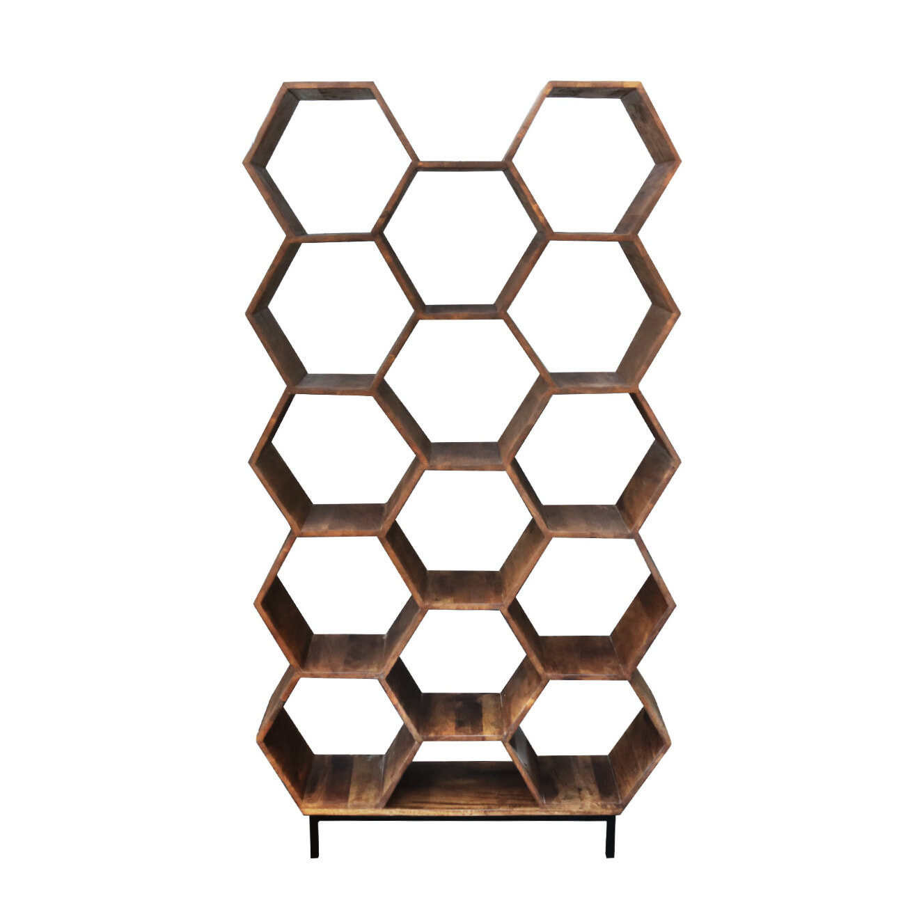 KICK Wandkast Hexagon Mangohout - Bruin