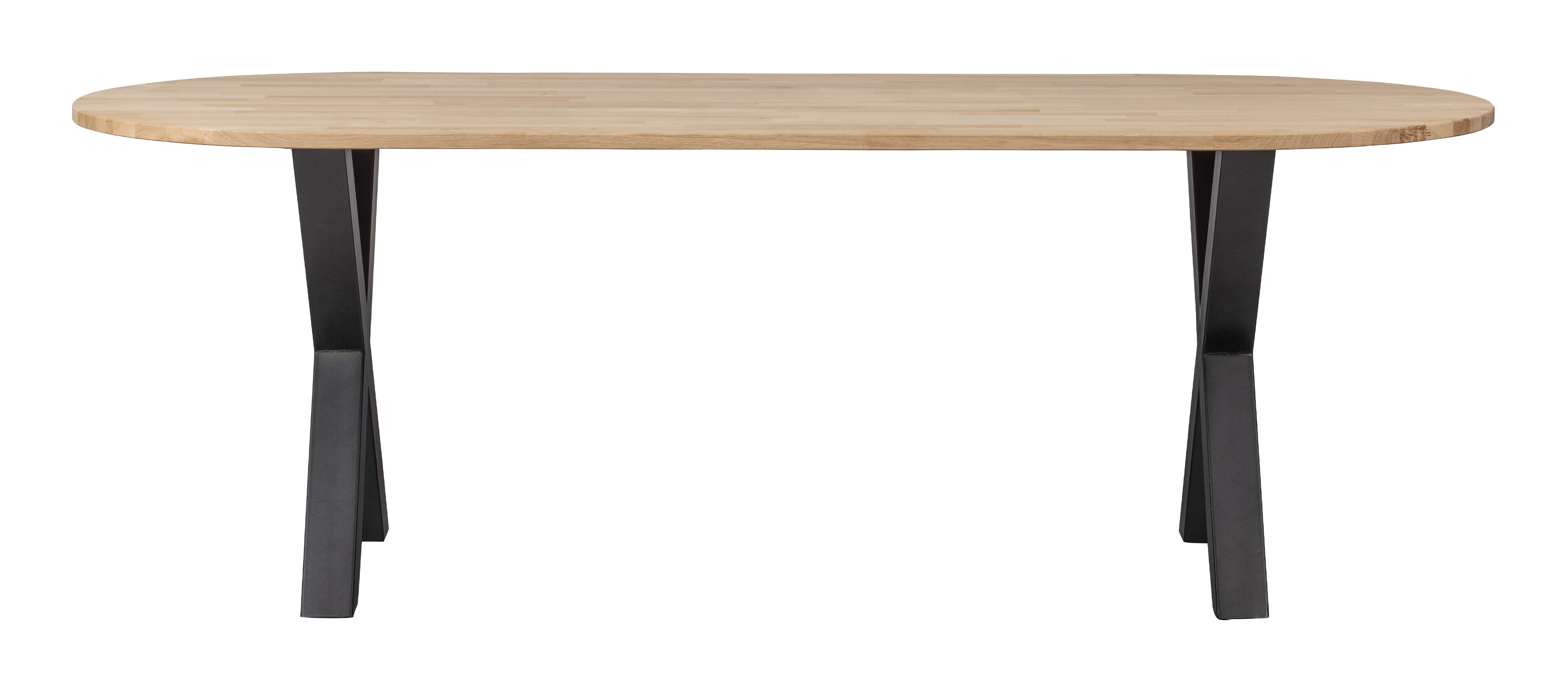 WOOOD Ovale Eettafel Tablo met X-poot, 220 x 90cm - Onbehandeld - Ovaal
