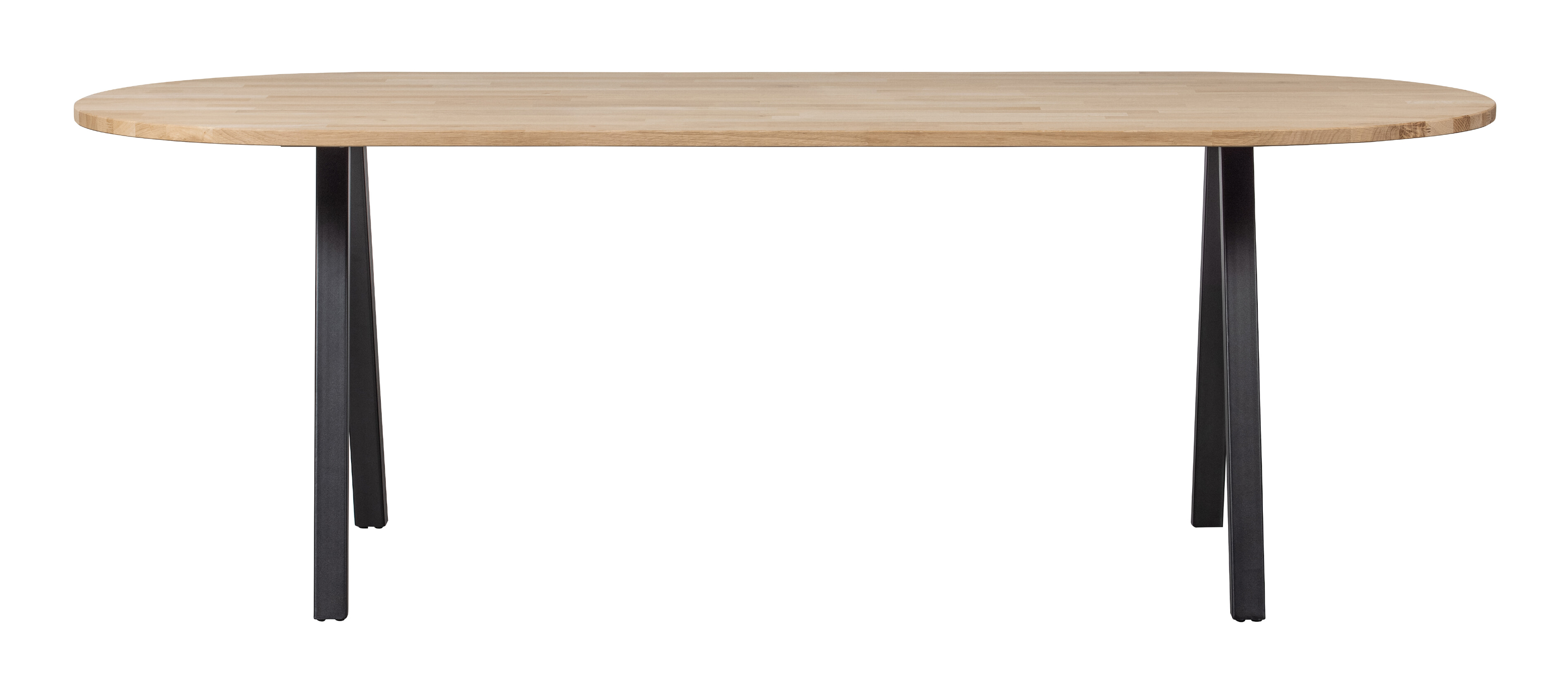 WOOOD Ovale Eettafel Tablo met 2-standen poot, 220 x 90cm - Onbehandeld - Ovaal
